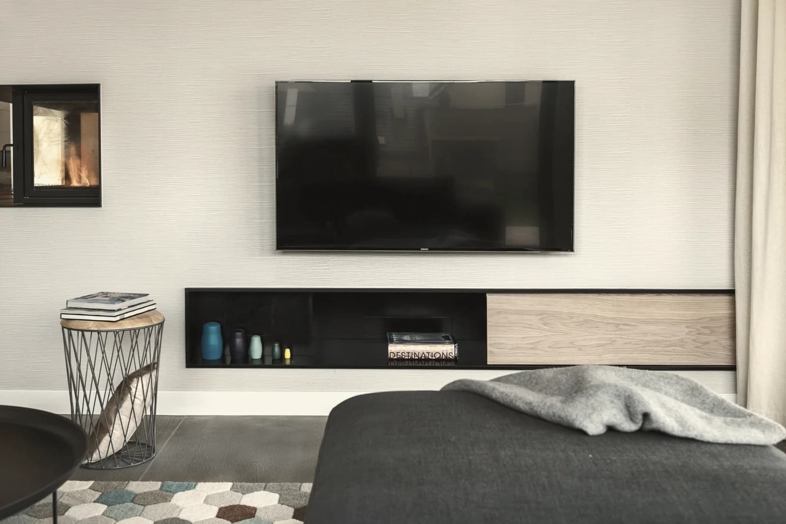 Media wall in wood