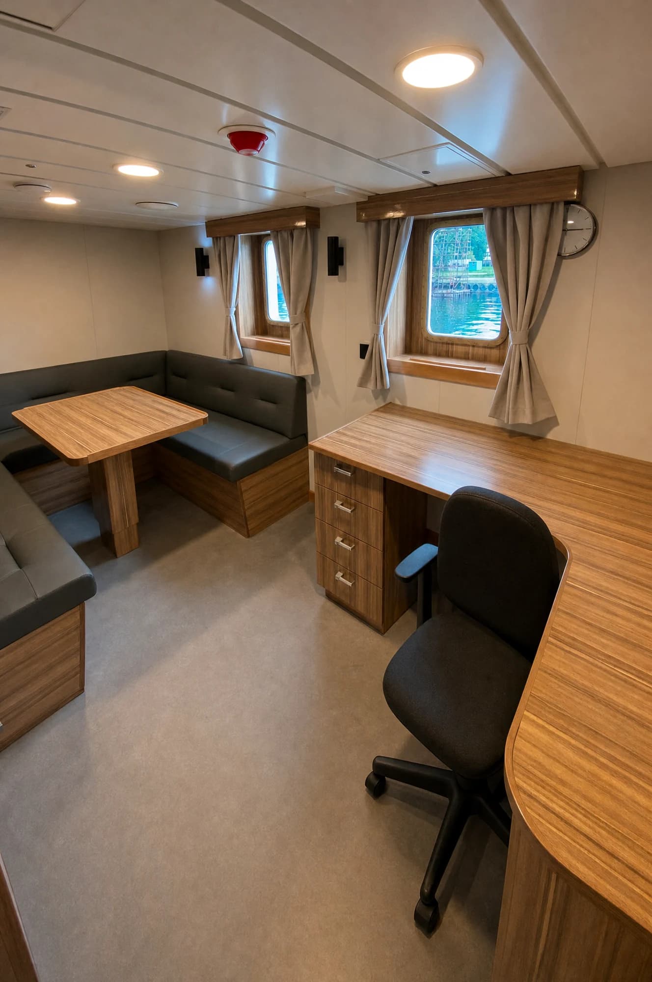 Officer cabin — bench, table & desk